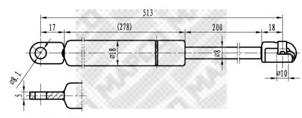 Газовая пружина, крышка багажник MAPCO 91812