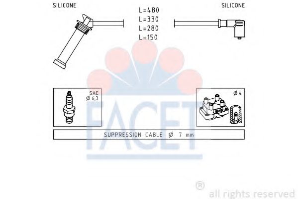 Комплект проводов зажигания FACET 4.9614