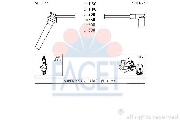 Комплект проводов зажигания FACET 4.7214