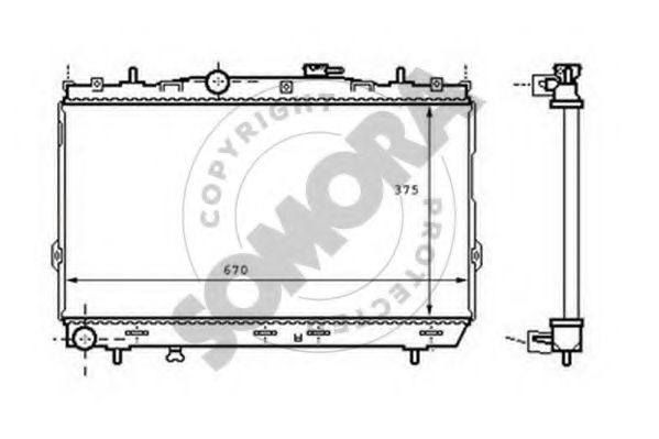 Радиатор, охлаждение двигателя SOMORA 132240B