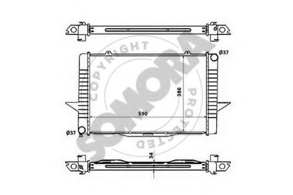 Радиатор, охлаждение двигателя SOMORA 363240