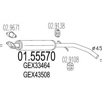 Средний глушитель выхлопных газов MTS 01.55570