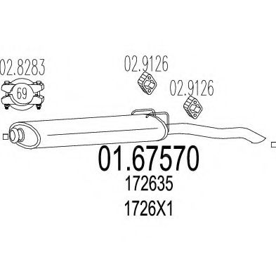Глушитель выхлопных газов конечный MTS 01.67570