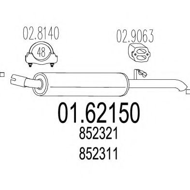 Глушитель выхлопных газов конечный MTS 01.62150