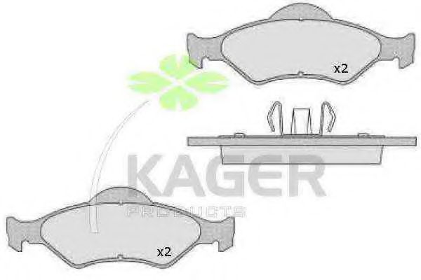 Комплект тормозных колодок, дисковый тормоз KAGER 35-0482