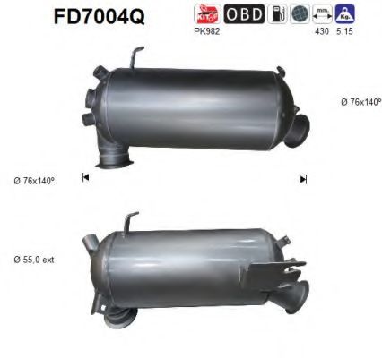 Сажевый / частичный фильтр, система выхлопа ОГ AS FD7004Q