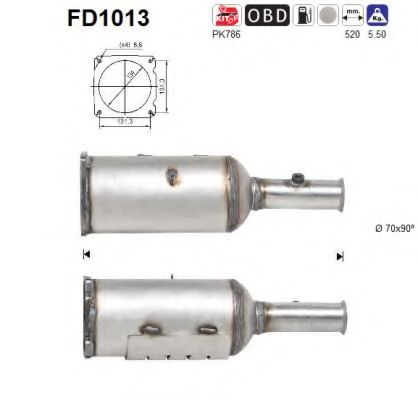 Сажевый / частичный фильтр, система выхлопа ОГ AS FD1013