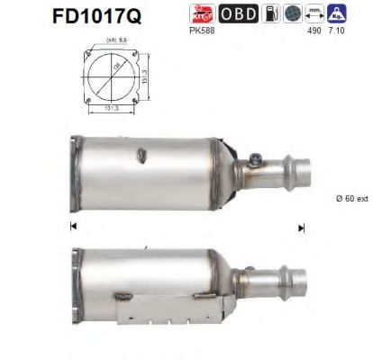Сажевый / частичный фильтр, система выхлопа ОГ AS FD1017Q