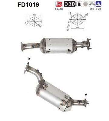 Сажевый / частичный фильтр, система выхлопа ОГ AS FD1019