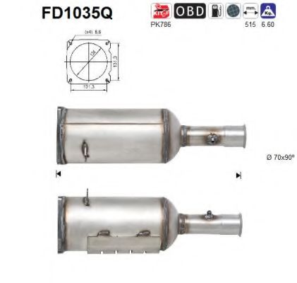 Сажевый / частичный фильтр, система выхлопа ОГ AS FD1035Q