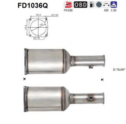 Сажевый / частичный фильтр, система выхлопа ОГ AS FD1036Q