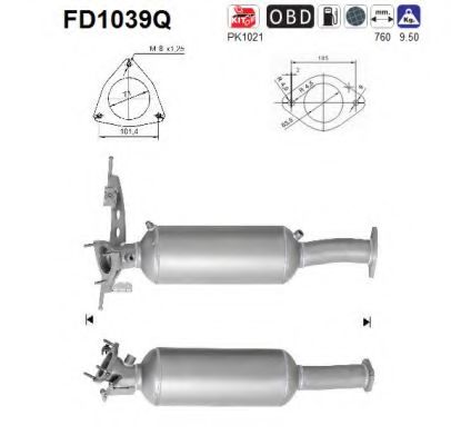 Сажевый / частичный фильтр, система выхлопа ОГ AS FD1039Q