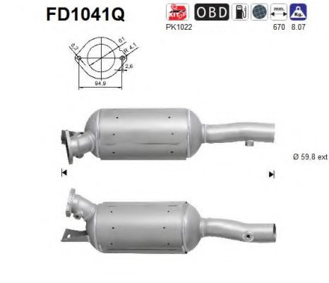 Сажевый / частичный фильтр, система выхлопа ОГ AS FD1041Q
