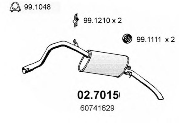 Глушитель выхлопных газов конечный ASSO 02.7015