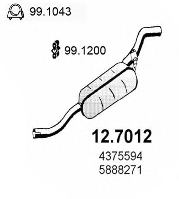 Глушитель выхлопных газов конечный ASSO 12.7012