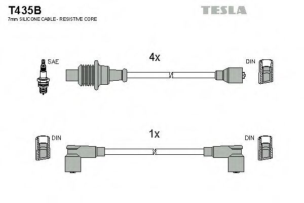 Комплект проводов зажигания TESLA T435B