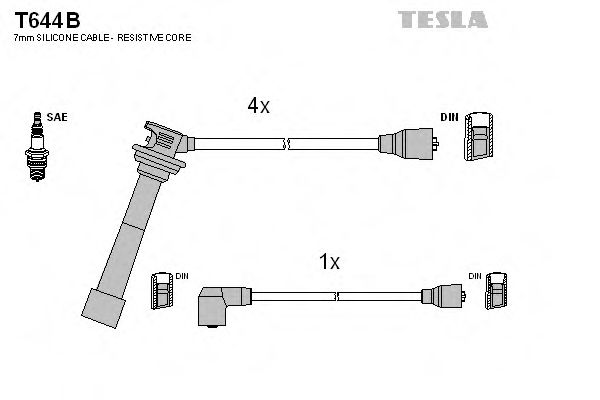 Комплект проводов зажигания TESLA T644B
