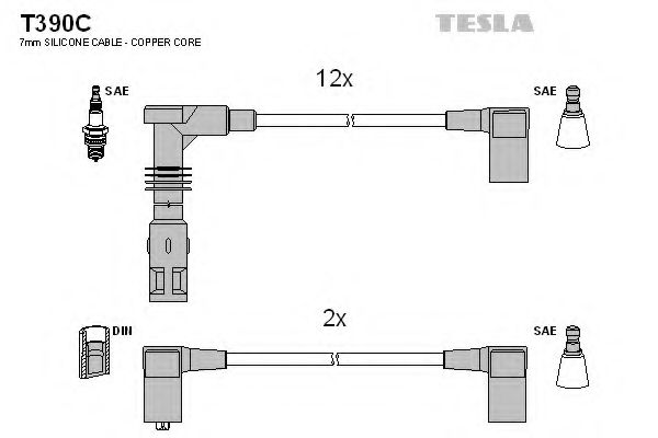 Комплект проводов зажигания TESLA T390C