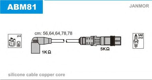 Комплект проводов зажигания JANMOR ABM81