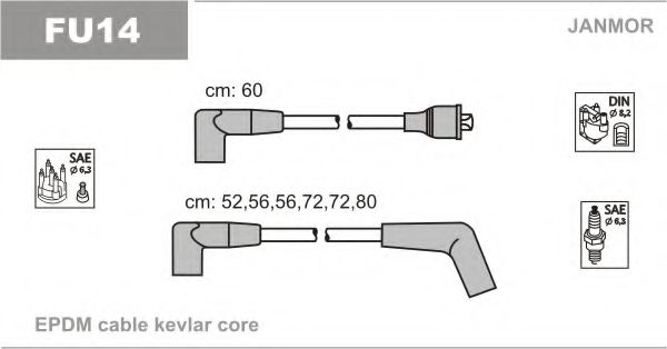 Комплект проводов зажигания JANMOR FU14