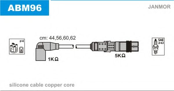 Комплект проводов зажигания JANMOR ABM96