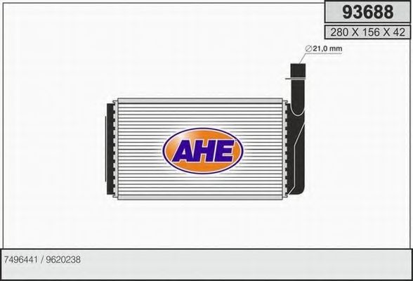 Теплообменник, отопление салона AHE 93688