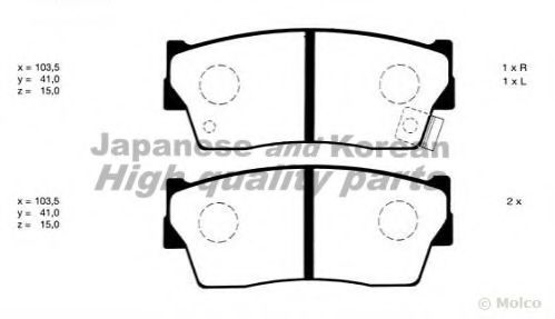 Комплект тормозных колодок, дисковый тормоз ASHUKI K012-09