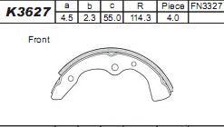 Комплект тормозных колодок ASIMCO K3627