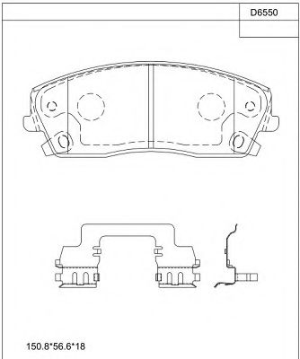 Комплект тормозных колодок, дисковый тормоз ASIMCO KD6550