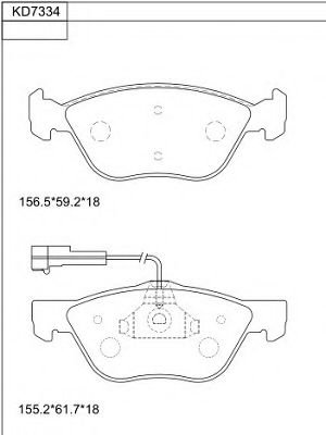 Комплект тормозных колодок, дисковый тормоз ASIMCO KD7334