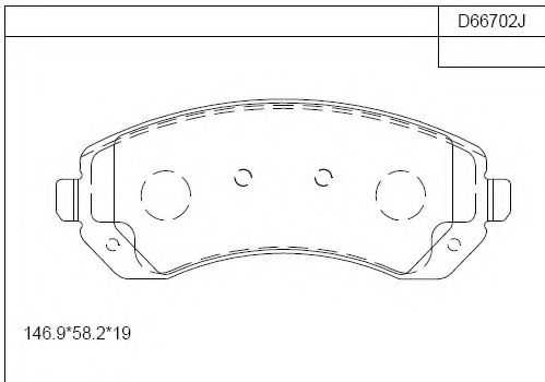 Комплект тормозных колодок, дисковый тормоз ASIMCO KD66702