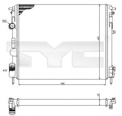 Радиатор, охлаждение двигателя TYC 728-0053