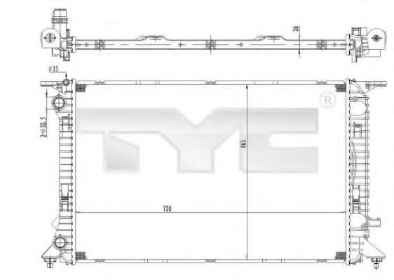 Радиатор, охлаждение двигателя TYC 702-0036