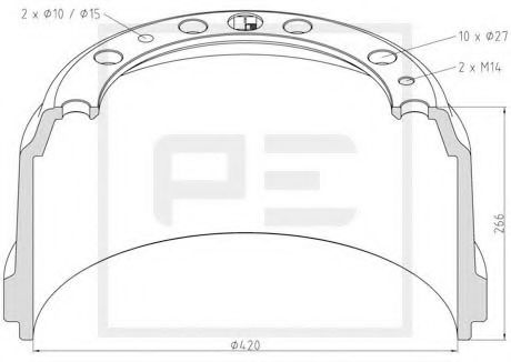 Тормозной барабан PE Automotive 196.008-00A