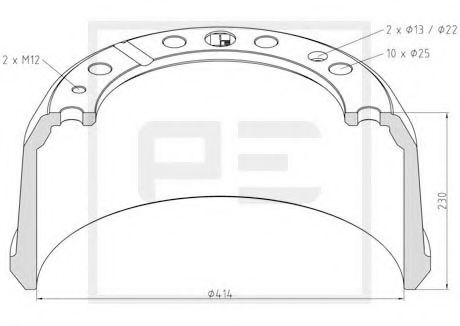 Тормозной барабан PE Automotive 256.000-00A