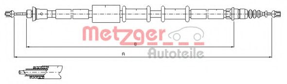 Трос, стояночная тормозная система METZGER 1651.22