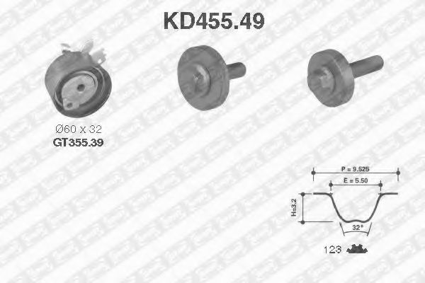 Комплект ремня ГРМ SNR KD455.49