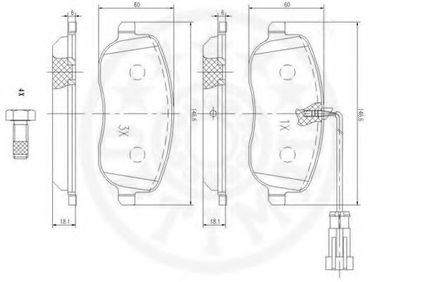 Комплект тормозных колодок, дисковый тормоз OPTIMAL 12470