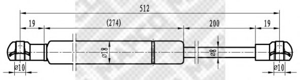 Газовая пружина, крышка багажник MAPCO 91402