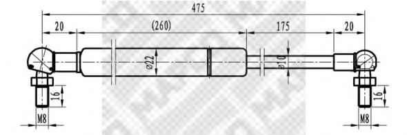 Газовая пружина, крышка багажник MAPCO 91408