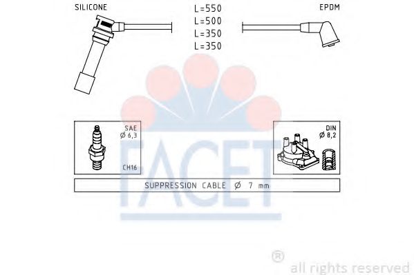 Комплект проводов зажигания FACET 4.9738