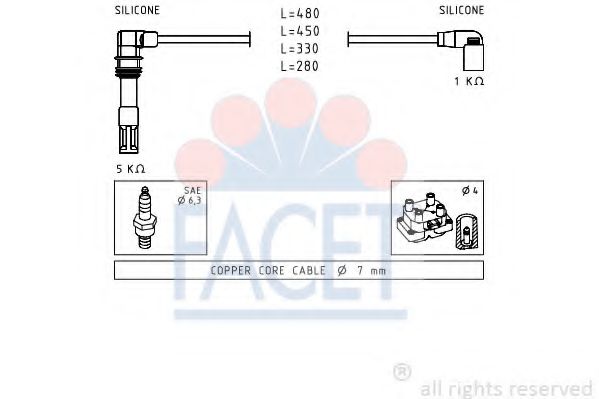 Комплект проводов зажигания FACET 4.9575