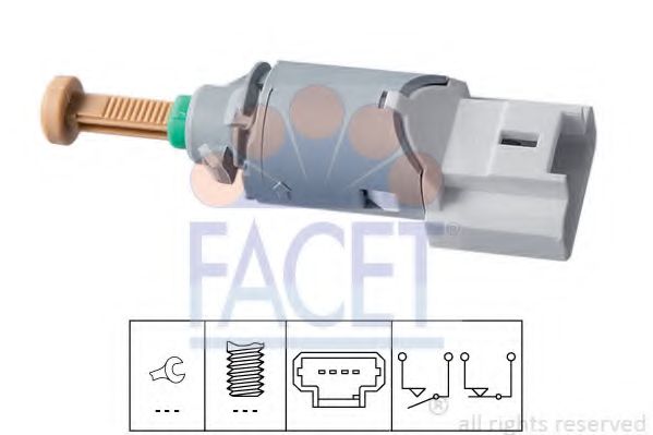 Выключатель фонаря сигнала торможения; Выключатель, привод сцепления (Tempomat) FACET 7.1227