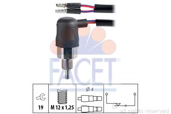 Выключатель, фара заднего хода FACET 7.6047