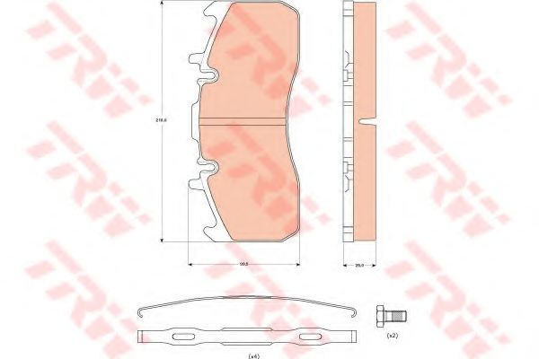 Комплект тормозных колодок, дисковый тормоз TRW 29173