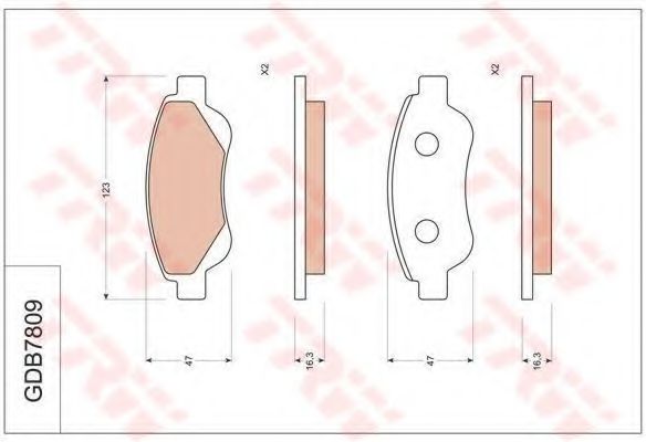Комплект тормозных колодок, дисковый тормоз TRW GDB7809