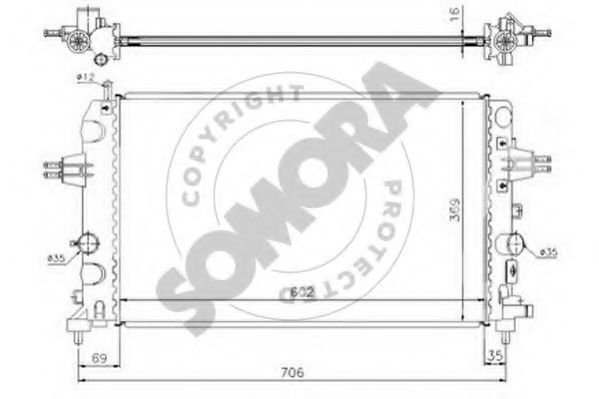 Радиатор, охлаждение двигателя SOMORA 211840C