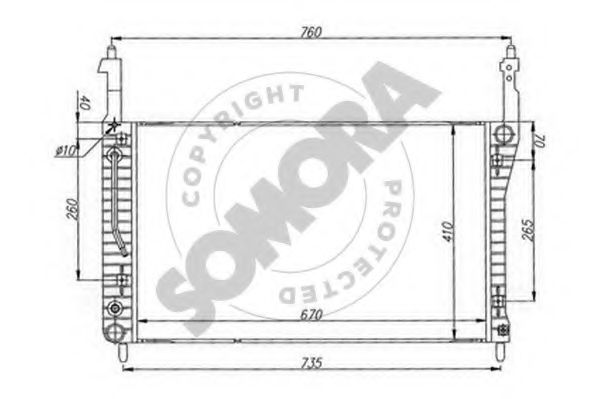 Радиатор, охлаждение двигателя SOMORA 067040