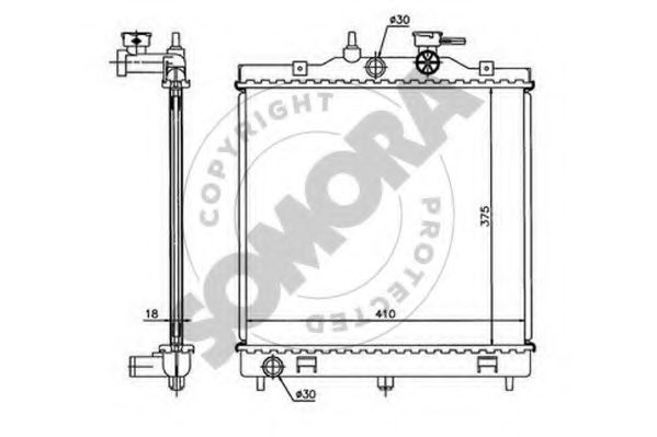 Радиатор, охлаждение двигателя SOMORA 111040A