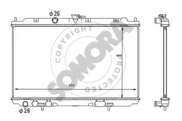 Радиатор, охлаждение двигателя SOMORA 193440B